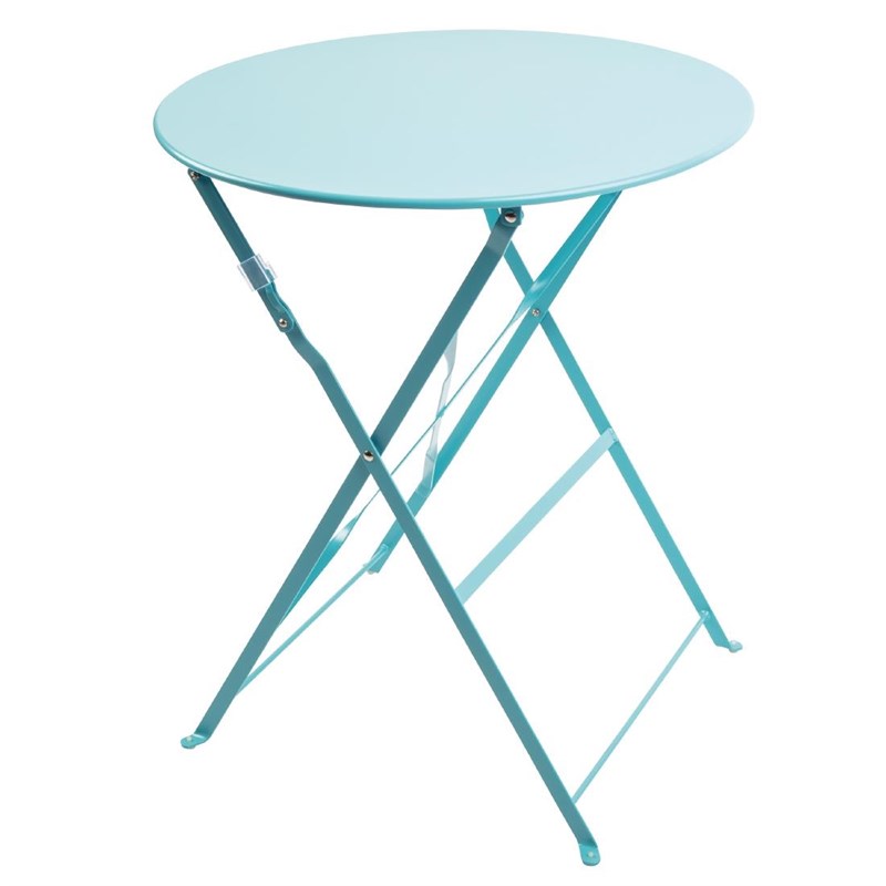 Outdoor Bistro Tisch 59,5cm Rund Blau Stahl - Geneve klappbar